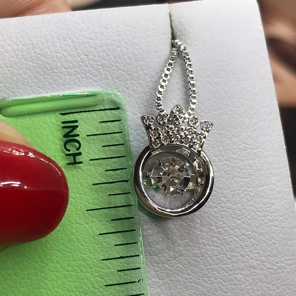 Sterling Silver 925 CZ Crown Necklace - Picture 6 of 6